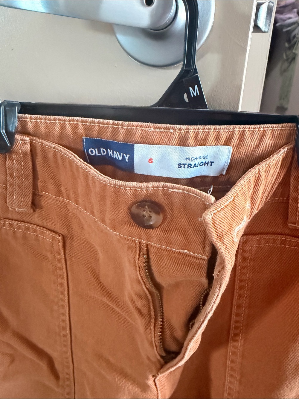 Old Navy woman’s High-Rise Straight Pants in Rust Brown